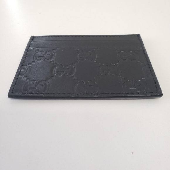 Gucci Signature Logo Card Holder Wallet - Black - Picture 2 of 3